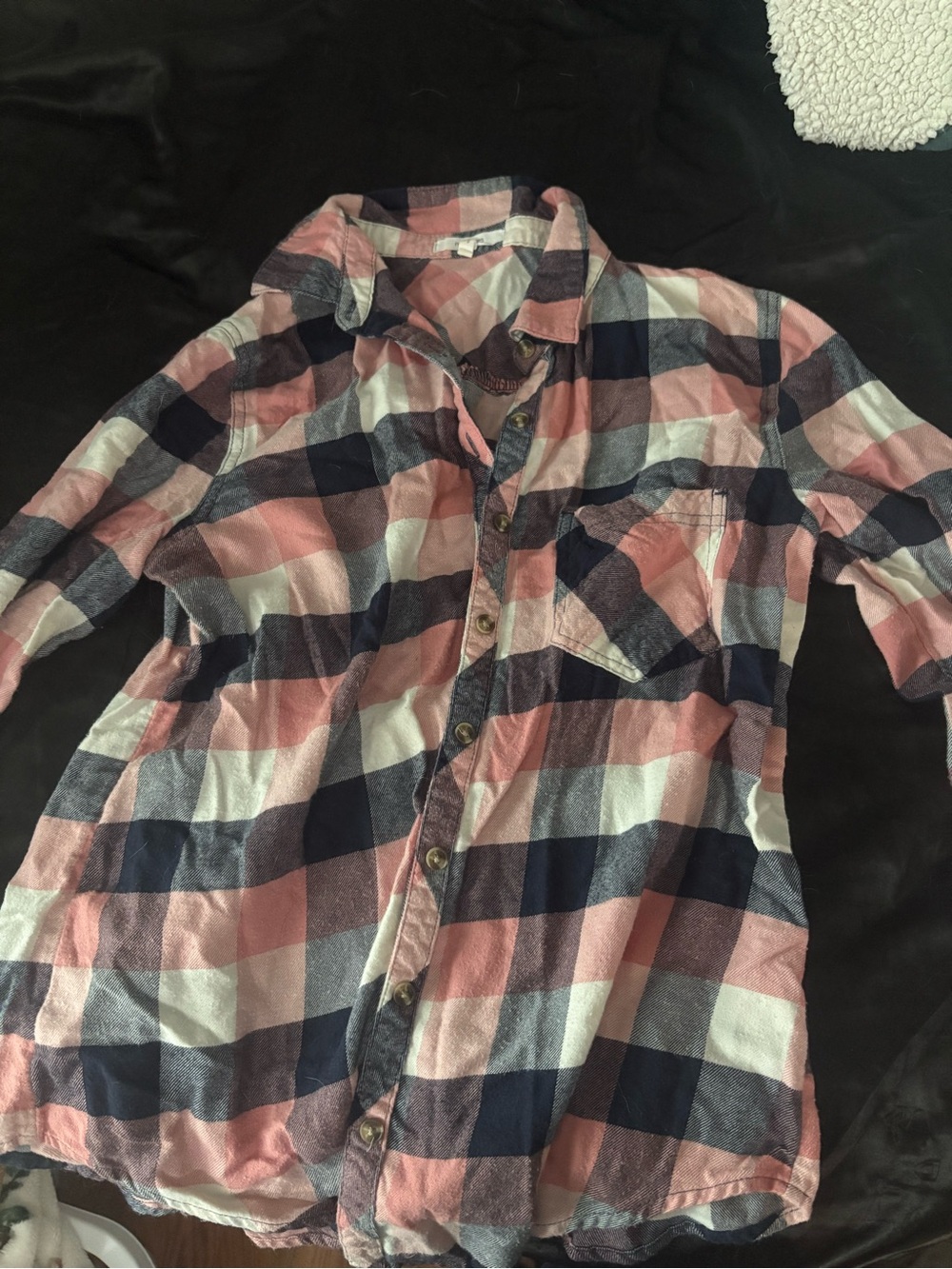 Maurices Pink and Navy Plaid Button-Down Shirt